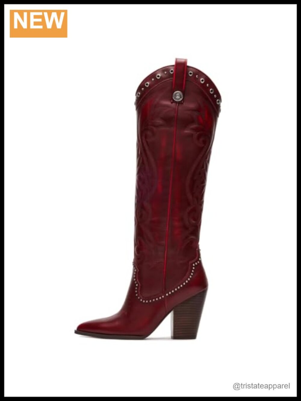 Knee High Cowboy Boots for Women Pointed Toe Chunky Heels Pull-on Embroidered
